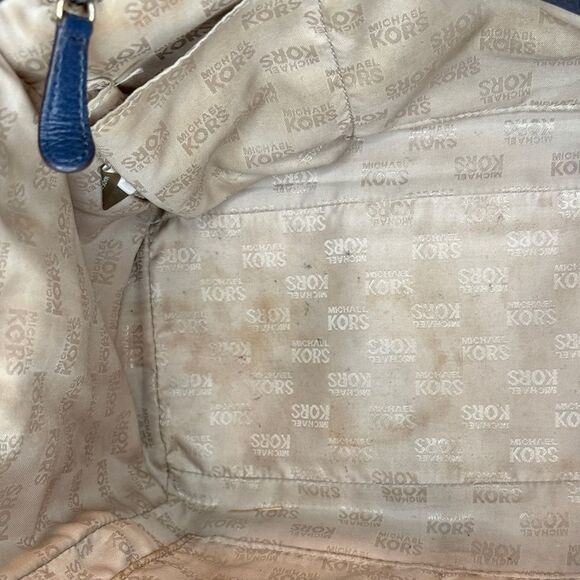 Michael Kors Navy Hudson Medallion Flap Satchel - Picture 13 of 16